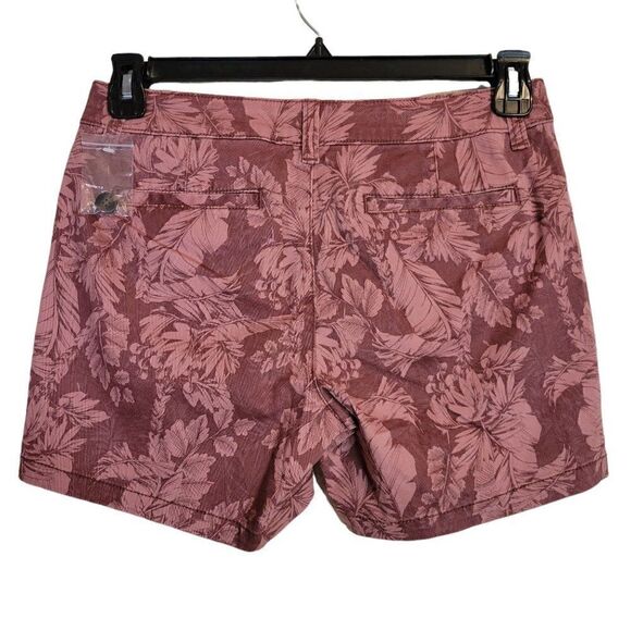 Ana Burgandy Tropical Mid-Rise Shorts (Size 2) - Picture 2 of 6
